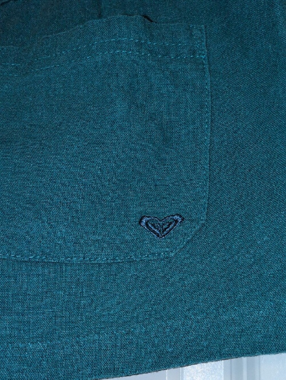 Roxy Teal Drawstring Linen Blend Shorts - Size Small - Picture 4 of 6